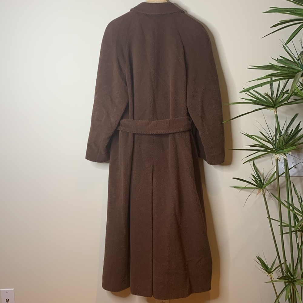 Les Copains | Brown Vintage Made in Italy Wool Textured Herringbone Coat L/XL - Picture 17 of 17